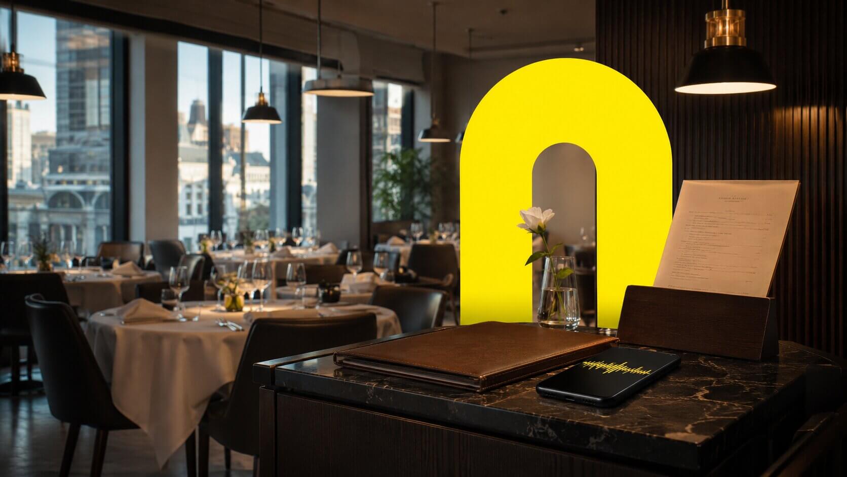 DI agentas restoranui — tuščia restorano erdvė su padengtais stalais