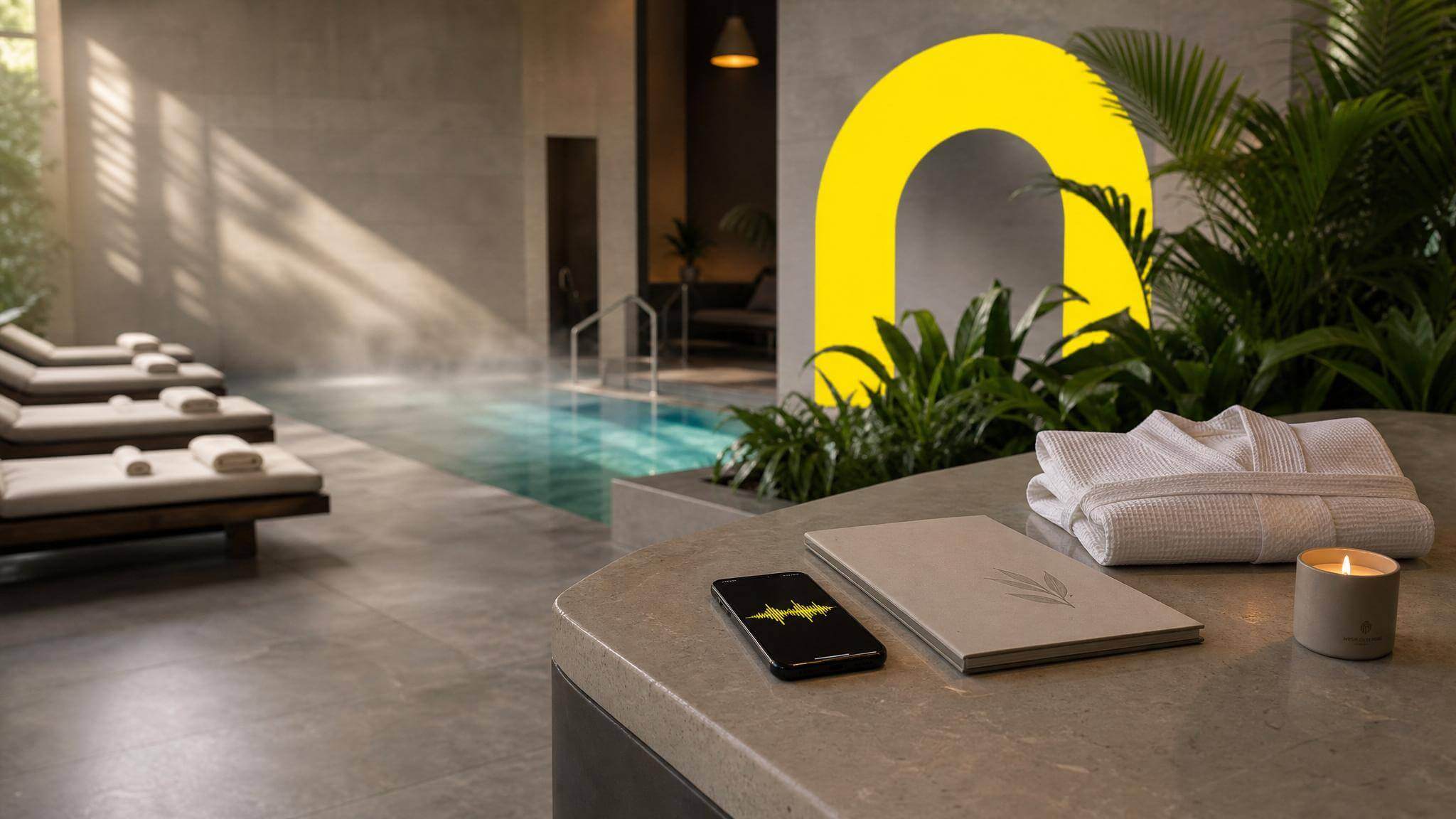 DI agentas SPA centrui — rami SPA erdvė su basenu ir poilsio zona